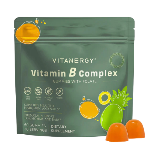 Vitanergy Sugar-Free B Complex Gummies | 7 Essential B Vitamins + Iron | Energy, Immunity & Prenatal Support | Great Taste, No Aftertaste | Made in USA | 60 Count