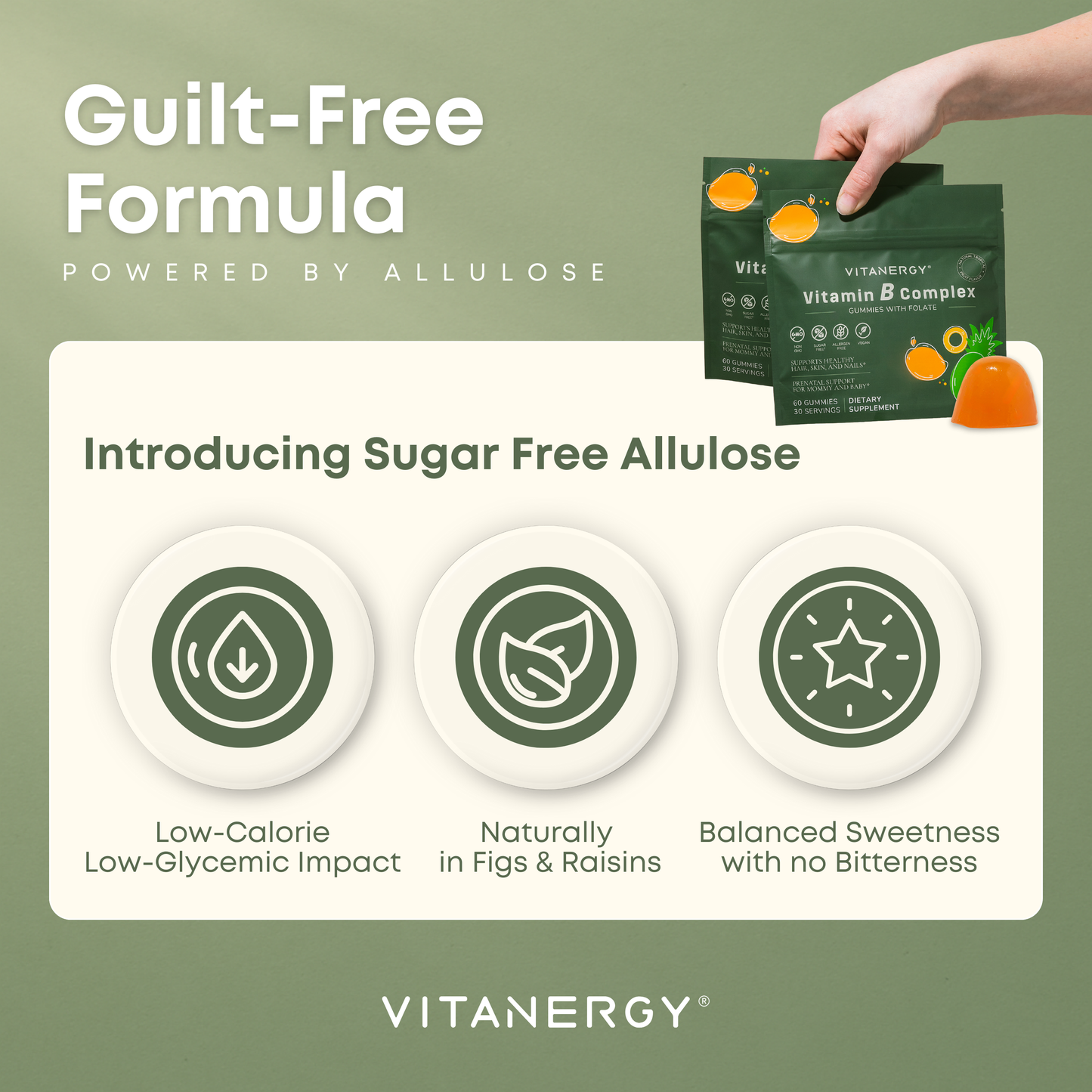 Vitanergy Sugar-Free B Complex Gummies | 7 Essential B Vitamins + Iron | Energy, Immunity & Prenatal Support | Great Taste, No Aftertaste | Made in USA | 60 Count